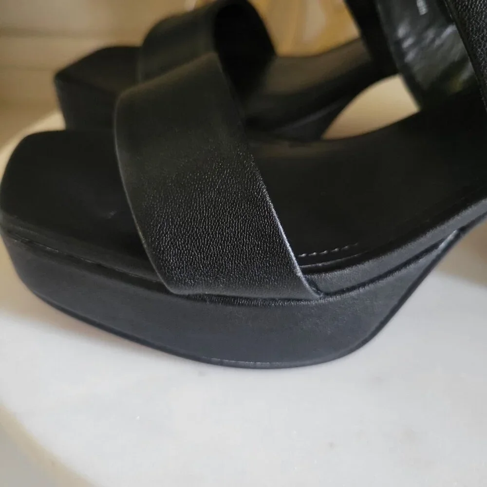 Marc New York Andrew Marc Black Block SERENA Platform Heeled Sandals 6M